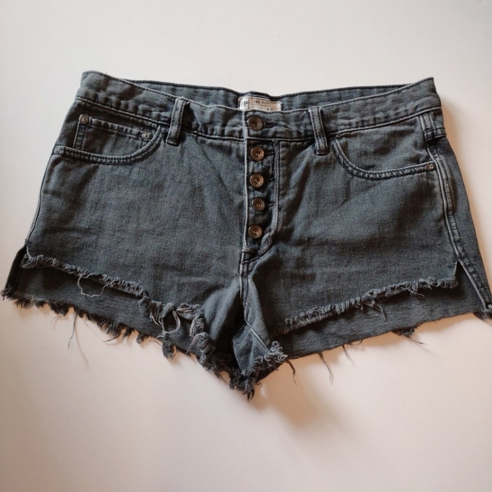 Free People Faded Black Denim Jean Short Cutoffs 28